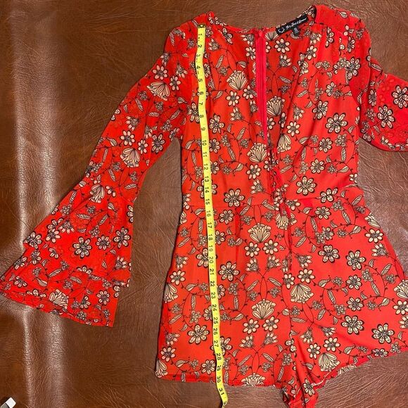 For Love & Lemons Red Pia Romper Small - Picture 7 of 8